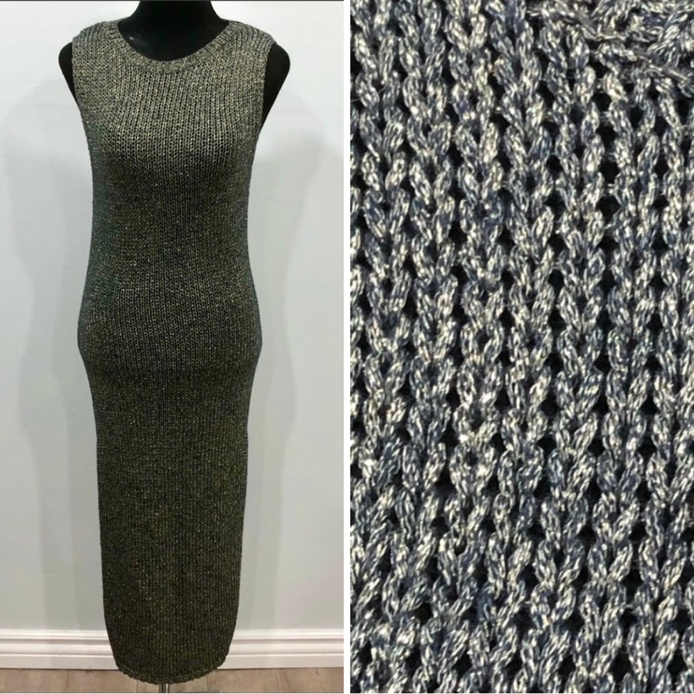 Forever 21 sleeveless midi sweater dress with metallic gold thread ✨ NYE beauty!